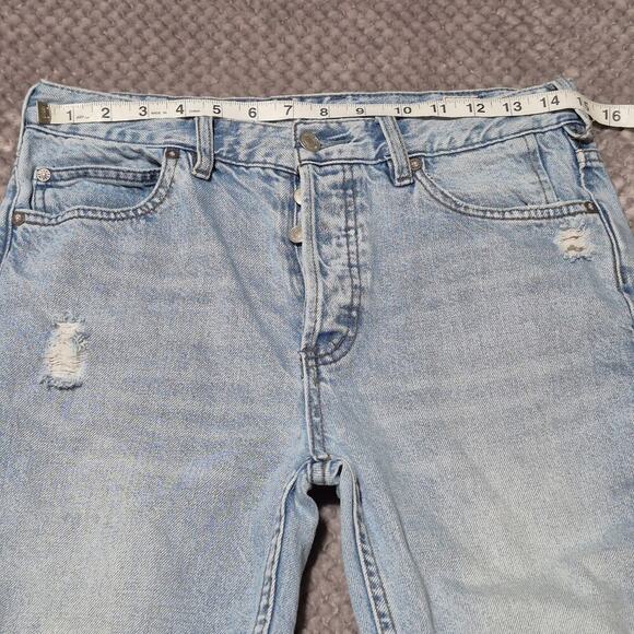 Free People We The Free Jeans Women 27 Chewed Up Distress Raw Hem Mid Rise Denim - Picture 4 of 11
